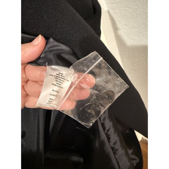 Talbots Womens Black Wool Blend Long Coat Size 6P With Button Front & Folded Cuf - Picture 8 of 8